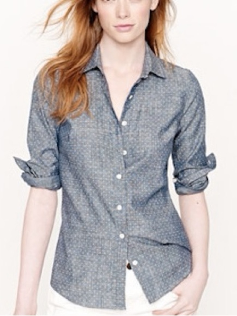 J Crew Perfect Shirt L Chambray